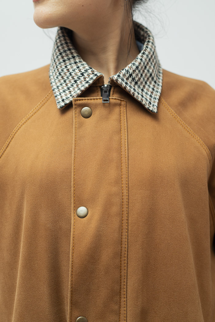 Classic Check Collar Suede Jacket